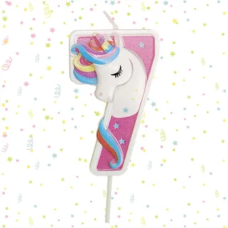 Ovanda Kerze 7 Geburtstag Mädchen, Einhorn Tortendeko Kerze 7, 3D Regenbogen Einhorn Geburtstagskerze, Kerzen Zahlen 7 Rosa, Geburtstagsdeko Mädchen 7 Jahre, Regenbogen Geburtstag