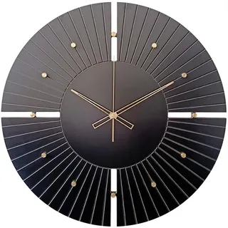 Wanduhr , Schwarz, Goldfarben , Holz, Metall, Kunststoff , Fsc, Made in Eu , Dekoration, Uhren, Wanduhren