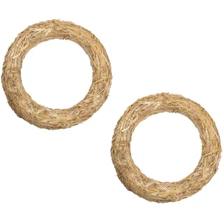 DekoPrinz® Strohkränze, 2 Stück | ø 45 cm Durchmesser | 8 cm Stärke | Strohrömer, Türkranz, Deko-Kranz, Kranz-Rohling, Strohring