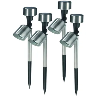 Solar-Strahler | Edelstahl | 4er-Set | Kabellos | Gartenleuchten | Außenbeleuchtung