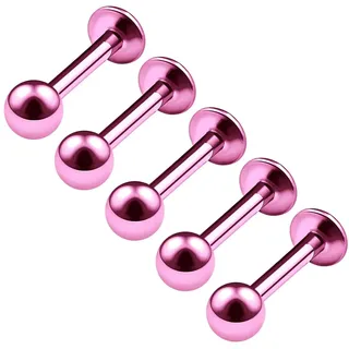 KJM FASHION 5 Stk Edelstahl Kurz Monroe Labret 1.2 mm 16gauge 6 mm 1/4 Vertical Labret Lip Spiderbite Monroe Ohrringe Snakebites Piercing Schmuck 4822