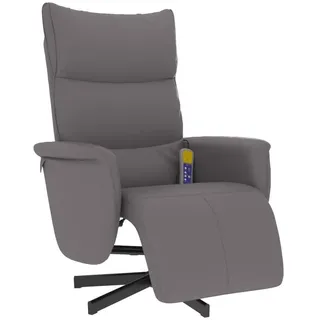 vidaXL Massagesessel mit Fußteil Grau Kunstleder