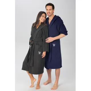 Unisex-Bademantel BRUNO BANANI "Robby, ideal für Sauna & Spa, Standardlänge & Überlänge" Gr. L, blau (marine), L:125cm, Walkfrottee, Hausmäntel, Unisex-Bademantel, Damen & Herren Bademäntel, Baumwolle, mit Taschen, Sauna, XS-3XL, Topseller