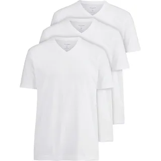 T-Shirt OLYMP, Herren, Gr. S, weiß, Single Jersey, Obermaterial: 100% Baumwolle, unifarben, Basic, slim fit normal, V-Ausschnitt, Shirts T-Shirt, V-Ausschnitt, modern fit, reine Baumwolle, Topseller