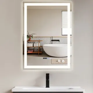 GBLY spiegel mit Beleuchtung - LED Badspiegel Rund 70cm Wandspiegel Badezimmer Dimmbar 3000K-6500K mit Touch-Schalter und