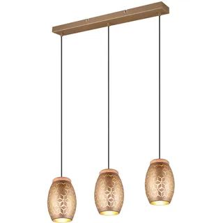 Trio Bidar 3-flg. 60 cm Metall Coffee/Goldfarbig, Holz naturbelassen