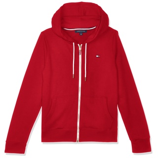 Tommy Hilfiger Damen Zip-up Hoodie – Classic Sweatshirt for Women with Drawstrings and Hood Kapuzenpullover, Scharlachrot, XS