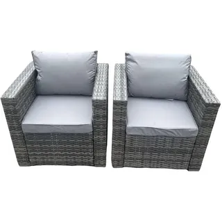 Fimous Gartenstuhl Polyrattan 2-teilige , Dunkelgrau , Metall , 70x66x74 cm , Gartenmöbel, Gartensessel, Gartenstühle