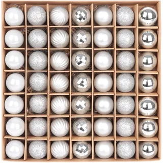 DERAYEE klein Weihnachtskugeln, 49 Stück 3cm Weihnachtsbaumkugeln Glitter Weihnachtskugeln für Weihnachtsbaum Dekoration,Weihnachtsbaumschmuck(rot und grün) (Silber 49PC)