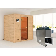 Bild von Sauna »"Sonja" mit bronzierter Tür Ofen 9 KW externe Strg modern«, beige
