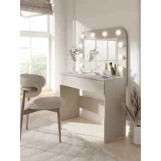 OTTO home "NAANCY, Hollywood Spiegelmit Beleuchtung, Schublade Soft Close", B/T/H: 100/42,5/142cm, Farbe Kaschmir beige KOOSmetiktisch mit viel Stauraum, LED, Soft-Close, cashmere beige, beige),