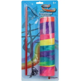 HCM Kinzel Trickband Regenbogen – 2 m langes Seidenband mit Griffstab für kreative Bewegungsspiele, Zirkustricks und tänzerische Figuren, ab 5 Jahren