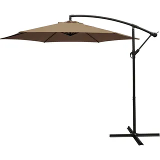 DEGAMO Ampelschirm Hängeschirm Sonnenschirm Aluminium 300cm taupefarben, mit Kurbel, Untergestell Alu, Material Bezug 100% Polyester, Gewicht 10kg - Beige, Grau