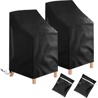 Gartenstühle Abdeckung Wasserdicht Oxford Polyester 2er-Set 64x64x70/120 cm - Schwarz