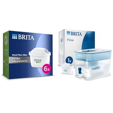 BRITA Wasserfilter-Kartusche MAXTRA PRO Extra Kalkschutz – 6er Pack (Halbjahresvorrat) & Flow Wasserfilter XXL mit Zapfhahn (8,2l) inkl. 1x MAXTRA PRO All-in-1 Kartusche