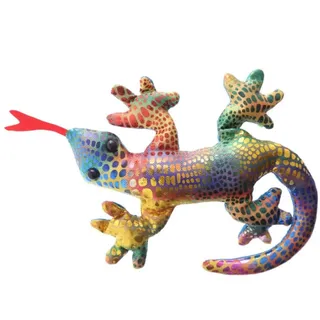LK Trend & Style Handschmeichler Gecko Sandtier, 15 cm, Mehrfarbig Glitzerndes Design, Dekoratives Geschenk (Regenbogen Farben)