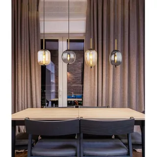 Globo Pendelleuchte Blacky 4-flammig Schwarz-Rauchfarben-Amber 110x18,5x120 cm