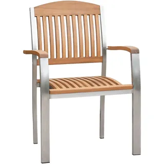 Gartensessel MERXX "»Keros«", beige (natur), B:63cm H:93cm T:57cm, Edelstahl;Akazienholz, Sessel, Gartensessel, stapelbar
