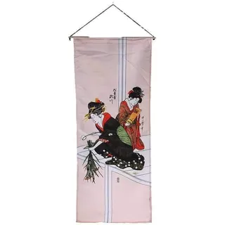 lachineuse - Wandbehang Ikebana – japanische Dekoration zum Aufhängen – 80 x 32 cm – japanische Frauen – traditionelles Japanisches Bild – Farbe Rosa – Geschenkidee Japan Asien