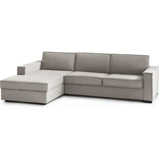 Schlafsofa Daalber, Ecksofa, 100%  Italy, Sofa mit Drehöffnung, Linke Containerhalbinsel, mit Standard-Armlehnen, Cm 280x95h90, Turteltaube - Grau
