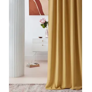 ROOM99 Vorhang mit Kräuselband Laurel 140 x 260 cm Breite x Höhe Verdunkelung Blickdicht Schiebegardinen Curtain Wohnzimmer Schlafzimmer für Schinensystem Senf, 1 Stück