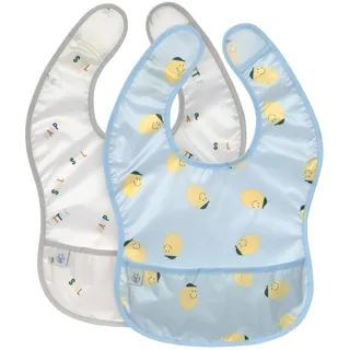 Lässig Baby Lätzchen Set 2 Stk. mit Auffangschutz wasserabweisend Klettverschluss/Lightweight Bib Happy Fruits Lemon