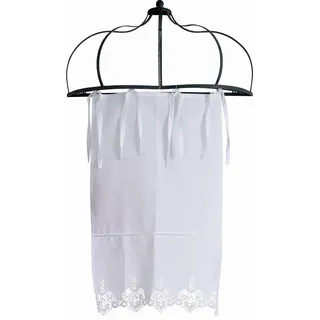 Gardine Shabby Chic Leinen Scheibengardine Leinengardine Stickerei Küchengardine