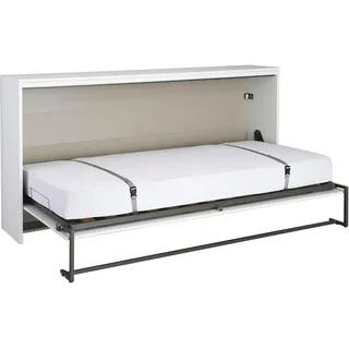 Schrankbett RAUCH "Bett Einzelbett Klappbett Gästebett Ausziehbett ALBERO", grau (weiß, grau), H:115cm, Schrankbetten, Schrankbett, besonders platzsparend, ausziehbar mit Metallfixierung MADE IN GERMANY
