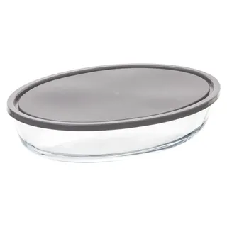 Ovale Glasschale mit Deckel, 30 x 21