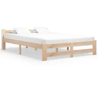 vidaXL Massivholzbett Kiefer 140/200 Cm , Braun , Holz , vollmassiv , Rechteckig , 140x200 cm , Schlafzimmer, Betten