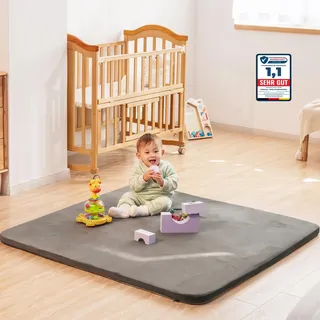 Uniency Krabbelmatte Baby,150x200x3cm Dicke Schaum Matte Weich Gepolstert Spielmatte Baby,Krabbeldecke mit Waschbarer Abnehmbarem Überzug für Babys,Kleinkinder und Säuglinge Teppich Kinderzimmer(Grau)