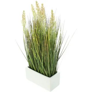 Dekoleidenschaft Kunstpflanze "Gras" 46 cm hoch im Porzellan Topf, Ziergras, Dekopflanze, Dekogras