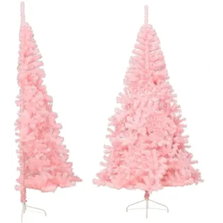 The Living Store Künstlicher Halb-Weihnachtsbaum mit Ständer Rosa 240 cm PVC - Rosa
