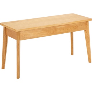 Mid.you Sitzbank , Naturfarben , Holzwerkstoff , furniert, massiv , 90x47x35 cm , Truhe im Sitz , Garderobe, Garderobenbänke, Sitzbänke