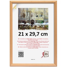3-B Bilderrahmen JENA - natur - 21x30 cm - Holzrahmen, Fotorahmen, Portraitrahmen mit Plexiglas