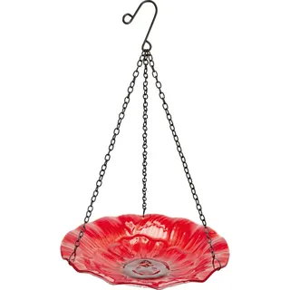 Vogeltränke Hängend Glas Blume Rot Ø 23 cm