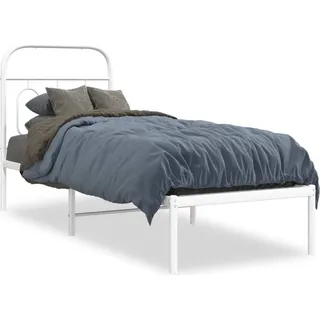 vidaXL Metallbett ohne Matratze mit Kopfteil Weiß 75x190 cm - Weiß