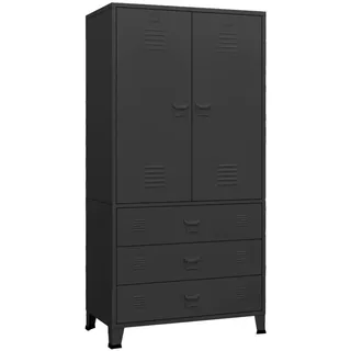 vidaXL Industrial Kleiderschrank Schwarz 90x50x180 cm Metall