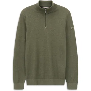 bugatti Herren Troyer Strickpullover Stehkragen kurzer Reißverschluss Basic