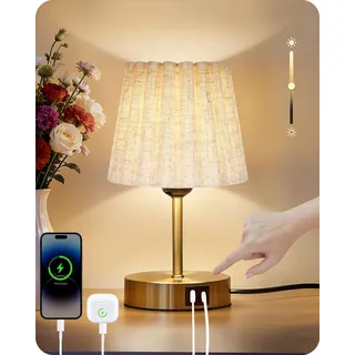 GOEBLESON Nachttischlampe Touch Dimmbar mit USB Ladefunktion und Kabel