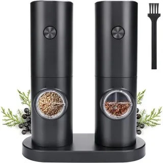 Elektrische Pepermühle - Peper- und Salzstreuer - Einstellbarer Mahlgrad - Batteriebetrieben - Geeignet für Pfeffer, Salz und andere feste körnige Gewürze - Schwarz