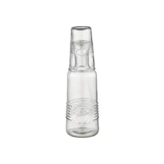 APS Glaskaraffe -OLD FASHIONED- Ø 9,5 cm, H: 31 cm Glas 2-teiliges Set, bestehend aus: - Glaskaraffe Ø 9,5 cm, H: 27 cm, 1 Liter - Trinkglas Ø 8 cm, H: 12 cm, 0,3 Liter