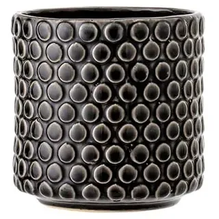 Nordring Retro Übertopf Vintage Pflanztopf für Zimmerplanzen Blumentopf Dotty M (12,5 cm ø), schwarz, Keramik