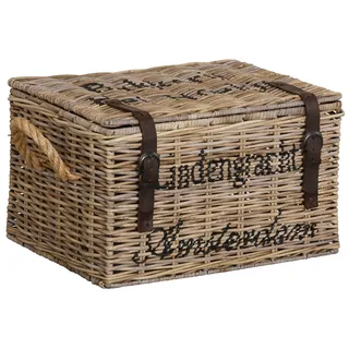 Home Affaire Truhe HOME AFFAIRE, grau, B:52cm H:31cm T:41cm, Eisen, Geflecht Rattan, Truhen, mit Stauraum und Aufdruck