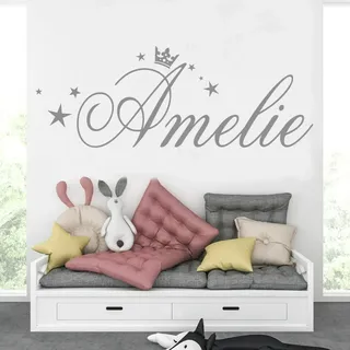 tjapalo® pk282 Wandtattoo Mädchen Name Wandsticker Mädchenzimmer Baby Wandtattoo Mädchen Kinderzimmer mit Namen, : flieder, Größe: B100xH38cm