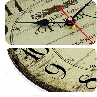 Toudorp 20 cm Wanduhr Leicht ablesbare arabische Ziffern Holz-Wanduhr Geräuschlos Nicht-tickend Batteriebetrieben Retro Französischer Landhausstil Dekorative Wanduhr