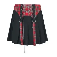 Banned Alternative Isadora Skirt Kurzer Rock schwarz rot, Uni, XS