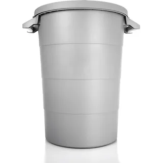 BigDean wetterfeste Universaltonne mit Deckel und 2 stabilen Tragegriffen 80 Liter GRAU - Regentonne Mülleimer - Indoor und Outdoor geeignet - Europe - Grau