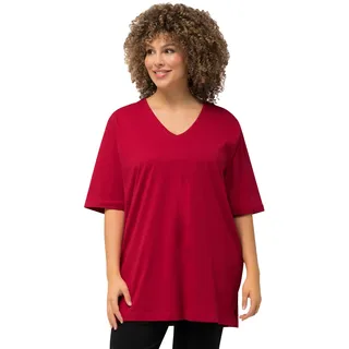 Ulla Popken Damen große Größen Übergrößen Plus Size T-Shirt, V-Ausschnitt, Relaxed, Halbarm mohn 46+ 515283575-46+