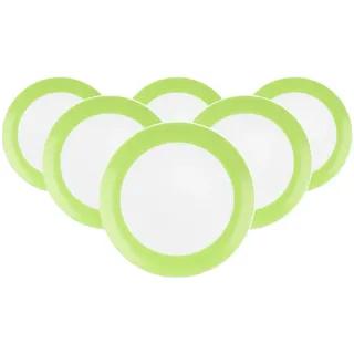 Seltmann Weiden Liberty Pure Colors Lime Green Brotteller 6er Set, 17.5 cm, Kleine Beilagenteller mit farbigem Rand, Mix-&-Match-Geschirr, Spülmaschinen- und Mikrowellenfest, Porzellan, Grün